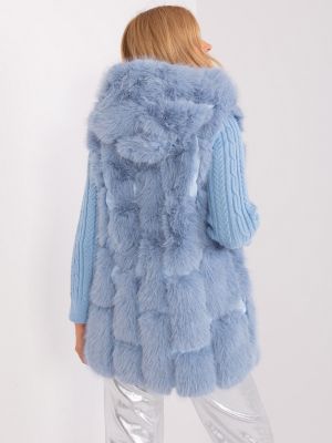 Kažokādas veste ar kapuci Fashionhunters zils