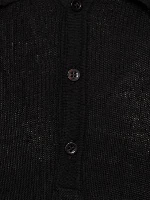 Polo en coton en tricot avec manches courtes Laneus noir