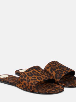 Saténové sandále s potlačou s leopardím vzorom Saint Laurent
