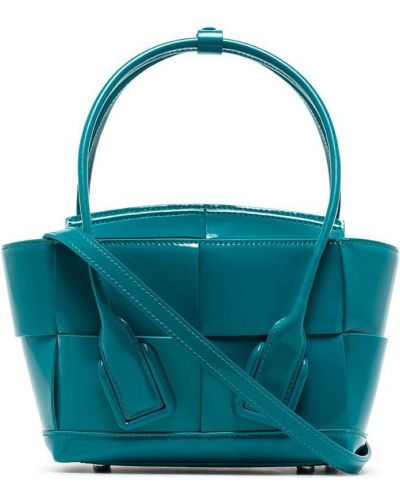 Usnjena nakupovalna torba Bottega Veneta modra