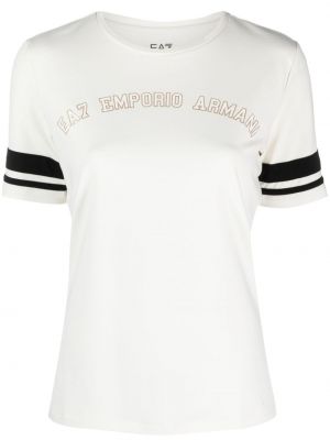 T-shirt con stampa con scollo tondo Ea7 Emporio Armani bianco