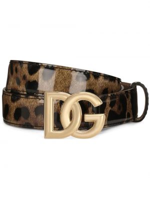 Leopardí pásek s potiskem s přezkou Dolce & Gabbana hnědý
