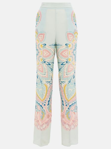 Jedwabne spodnie z wysoką talią z wzorem paisley Etro