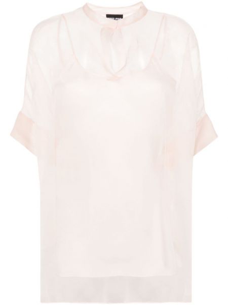Bluză de mătase transparente Giorgio Armani roz