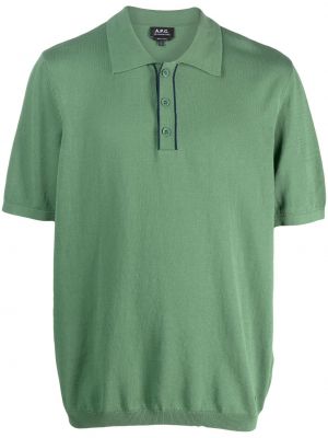 Bombažna polo majica z vezenjem A.p.c. zelena