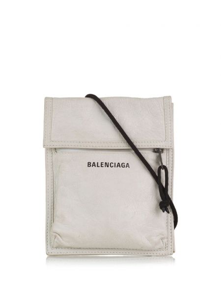 Kožená crossbody kabelka Balenciaga Pre-owned biela