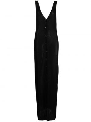 Dolga obleka z v-izrezom Saint Laurent črna