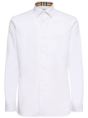 Kockovaná bavlnená košeľa na gombíky Burberry - biela