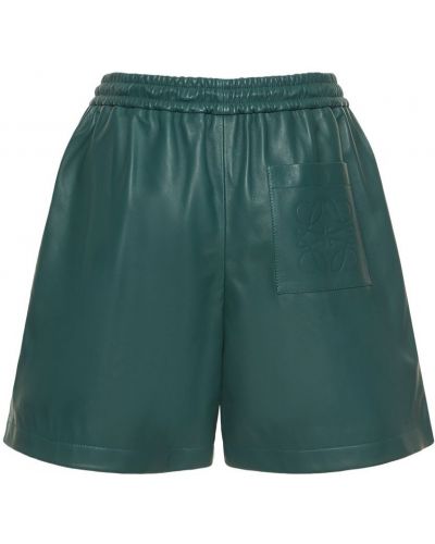 Pantaloni scurți din piele Loewe verde