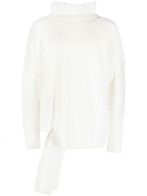Асиметричен пуловер Sulvam бяло