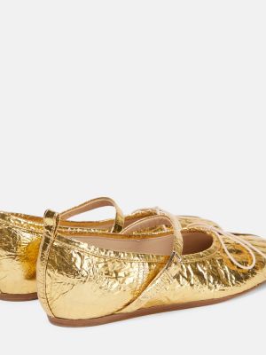 Bőr balerina cipők Simone Rocha aranyszínű