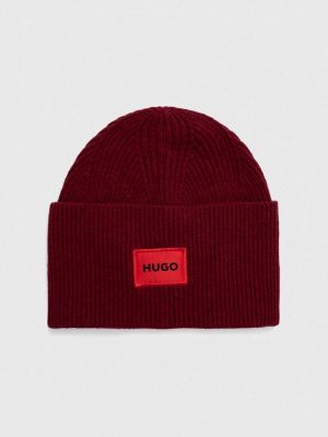Шерстяная шапка Hugo бордовая