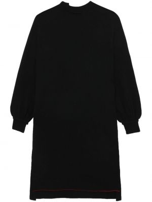 Pletena obleka z okroglim izrezom Y's črna