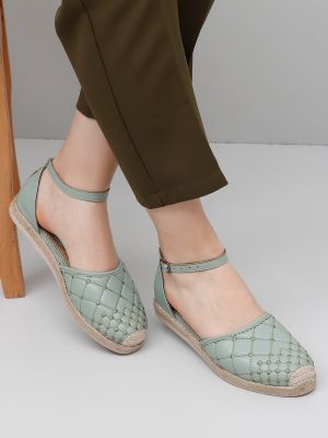 Балетки на каблуке на плоском каблуке с круглым носком Gönderi̇(r) зеленые