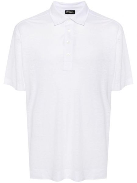 Lininis polo marškinėliai Zegna balta