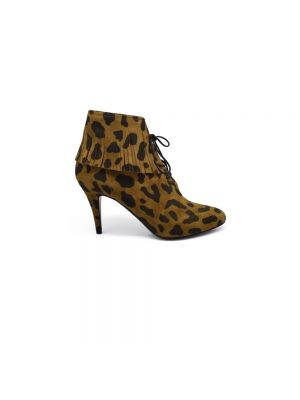 Stiefel mit fransen mit leopardenmuster Saint Laurent braun