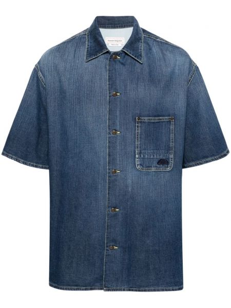 Kortærmet denim skjorte Alexander Mcqueen blå