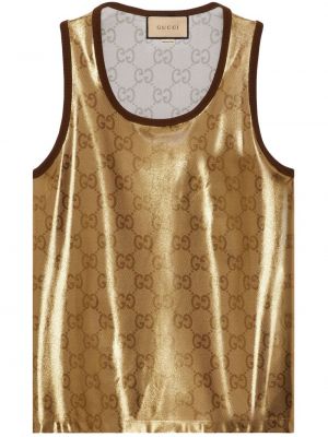 Koszula z nadrukiem Gucci złota