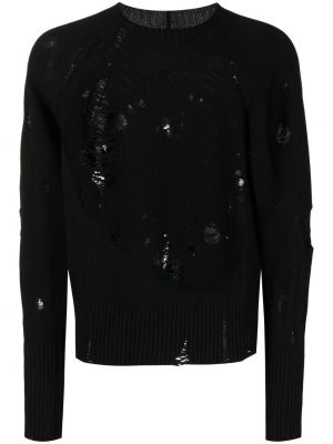 Sweter wełniany z przetarciami N°21 czarny