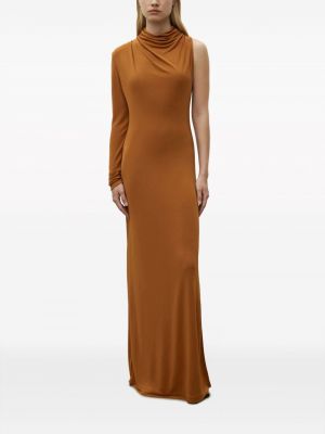Sukienka długa asymetryczna drapowana 12 Storeez pomarańczowa