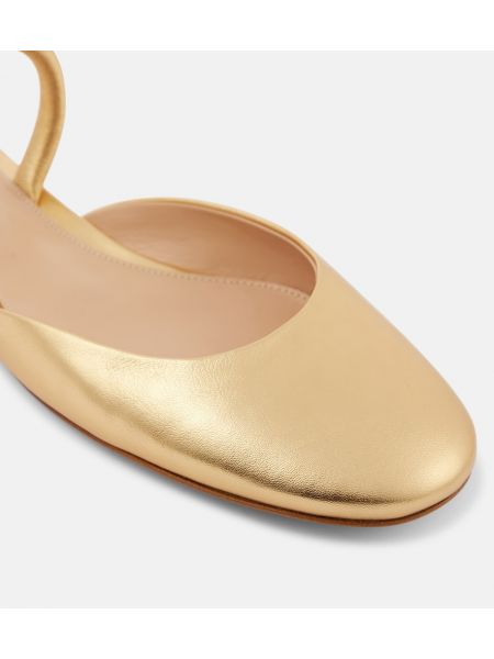 Bőr balerina cipők Gianvito Rossi aranyszínű