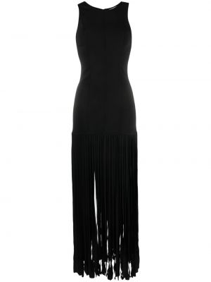 Μάξι φόρεμα με κρόσσια Forte_forte μαύρο