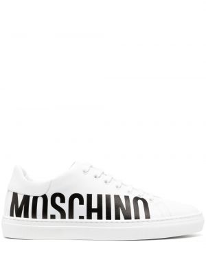Sneakerși din piele Moschino alb