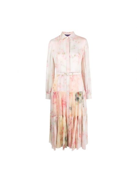 Sukienka długa z długim rękawem Ralph Lauren różowa