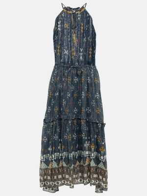 Bavlněné midi šaty s potiskem Marant Etoile modré