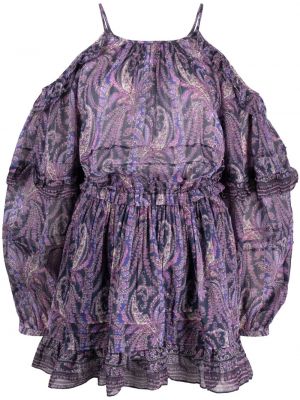 Viskózové bavlněné hedvábné šaty Isabel Marant - fialová
