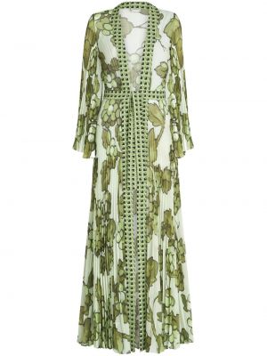 Πλισέ φόρεμα σε στυλ πουκάμισο με σχέδιο Etro πράσινο