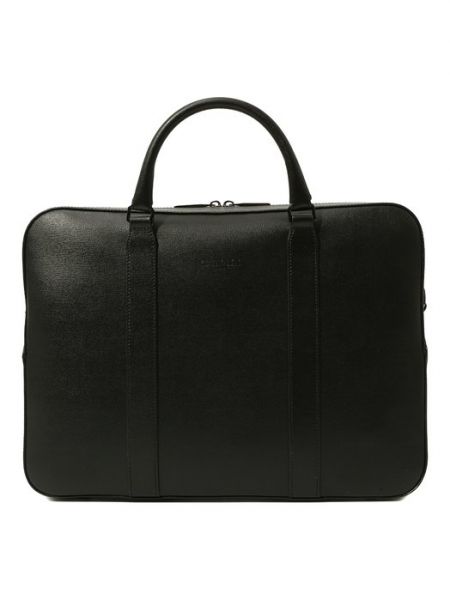 Кожаная сумка для ноутбука Canali черная