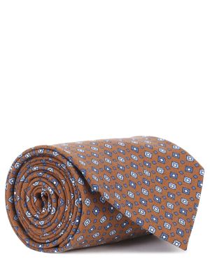Шелковый галстук с принтом Cesare Attolini коричневый