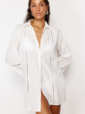Плетена памучна риза на райета Trendyol бяло