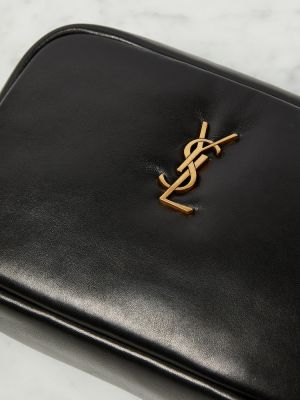 Prešívaná kožená kožená taška Saint Laurent čierna