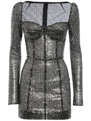 Mini kleita ar sirsniņām Dolce & Gabbana melns