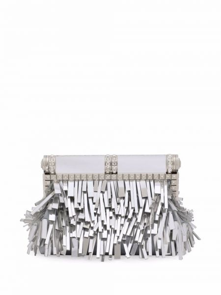Estélyi táska rojtokkal Dolce & Gabbana ezüstszínű