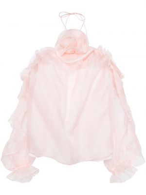 Φλοράλ μπλούζα με βολάν Carolina Herrera ροζ