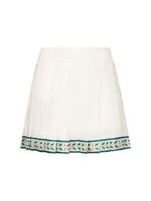 Plisované hedvábné mini sukně Casablanca bílé