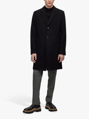 Пальто HUGO Hyde из переработанной шерсти черное
