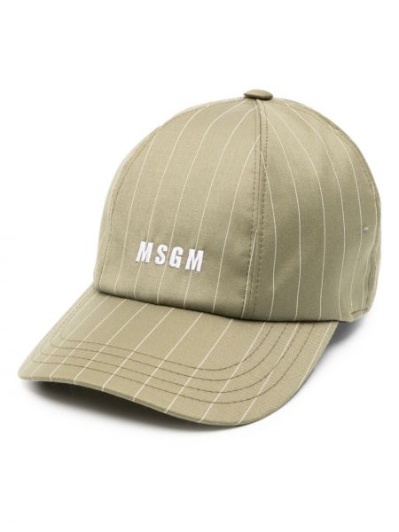 Dryžuotas siuvinėtas kepurė su snapeliu Msgm žalia