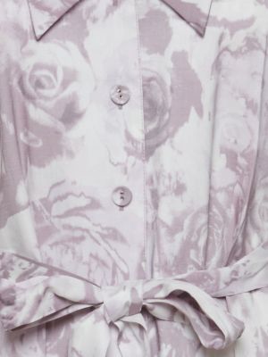 Květinové košilové šaty Ichi fialové