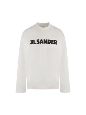 Jersey sweatshirt aus baumwoll mit print Jil Sander weiß