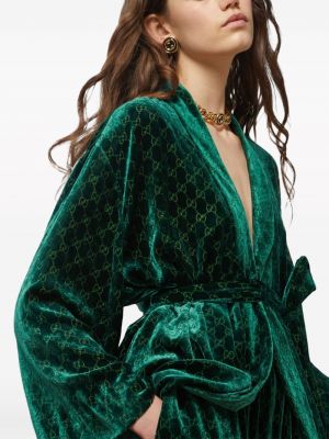 Aksamitna koszula żakardowa Gucci zielona