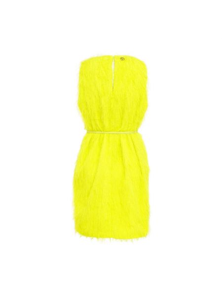Mini vestido con plumas Twinset amarillo