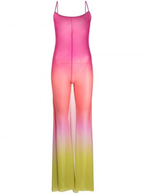Ολόσωμη φόρμα με διαφανεια από τούλι Gcds ροζ