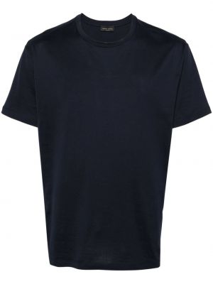 Βαμβακερή μπλούζα με στρογγυλή λαιμόκοψη Roberto Collina μπλε