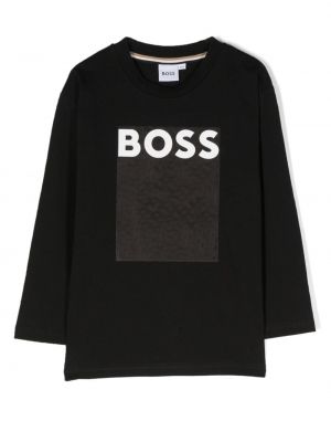 T-shirt a maniche lunghe Boss Kidswear nero
