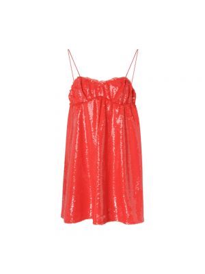 Sukienka mini z cekinami Ganni czerwona