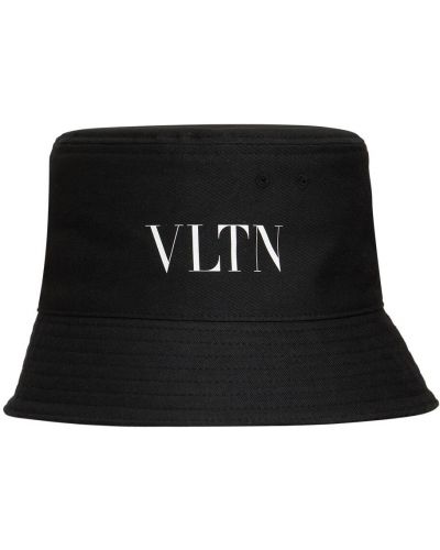 Bavlněný klobouk s potiskem Valentino Garavani černý